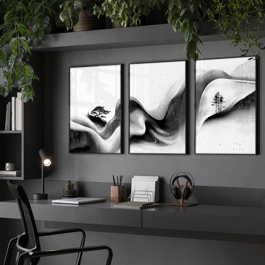 Set of Three Framed Wall Art | Set of 3 Asian Inspired Wall art Prints