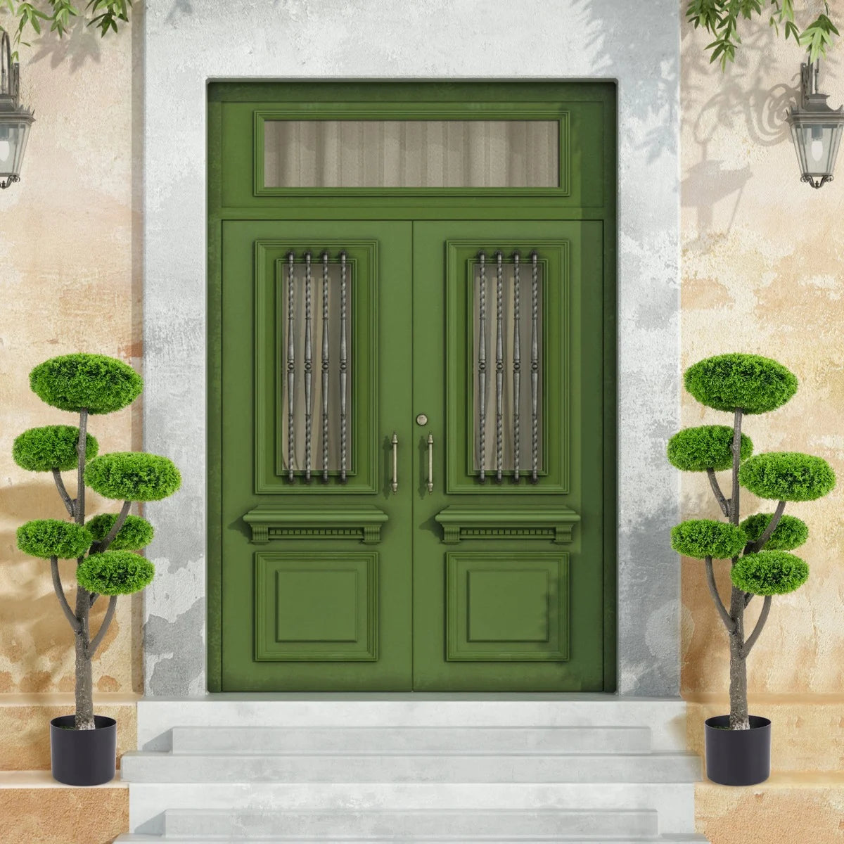 Set of 2 Fake Shrub Plant Cedar Tree