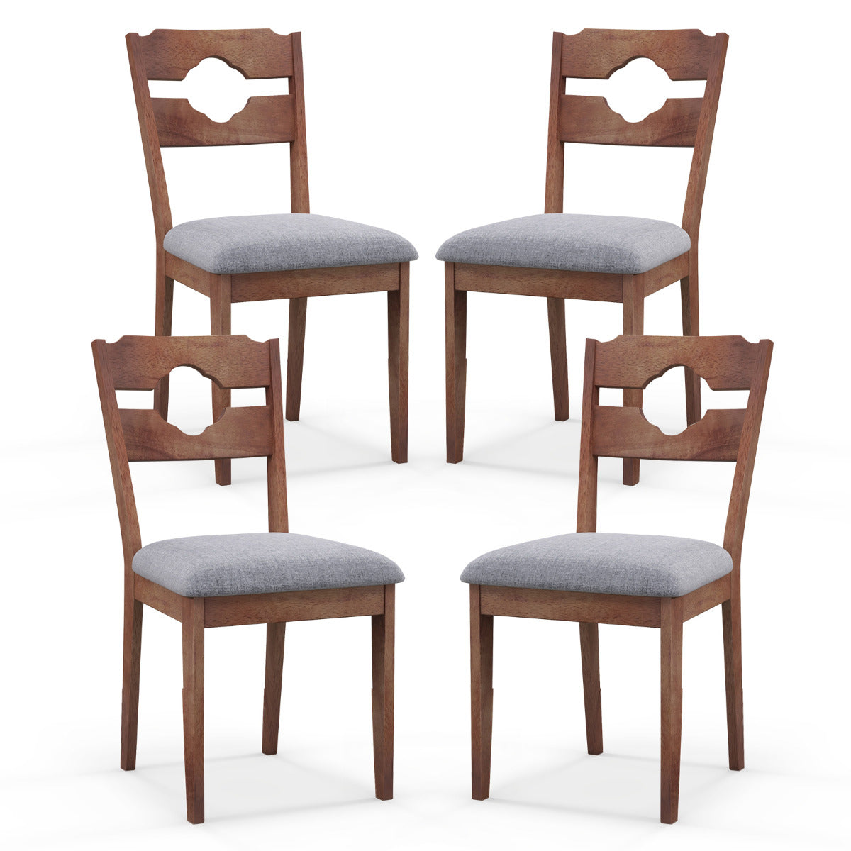 Set of 4 Fabric Upholstered Kitchen Chairs with Padded Seat for Dining Room Living Room Home