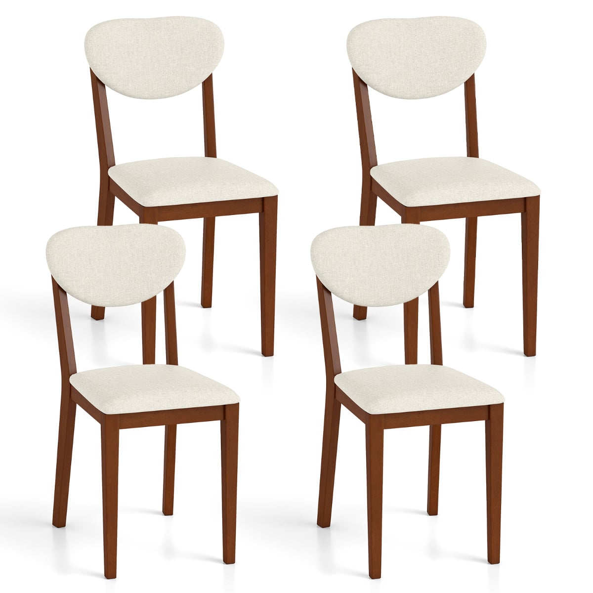 Set of 4 Sherpa Dining Chairs with Rubber Wood Legs-Walnut