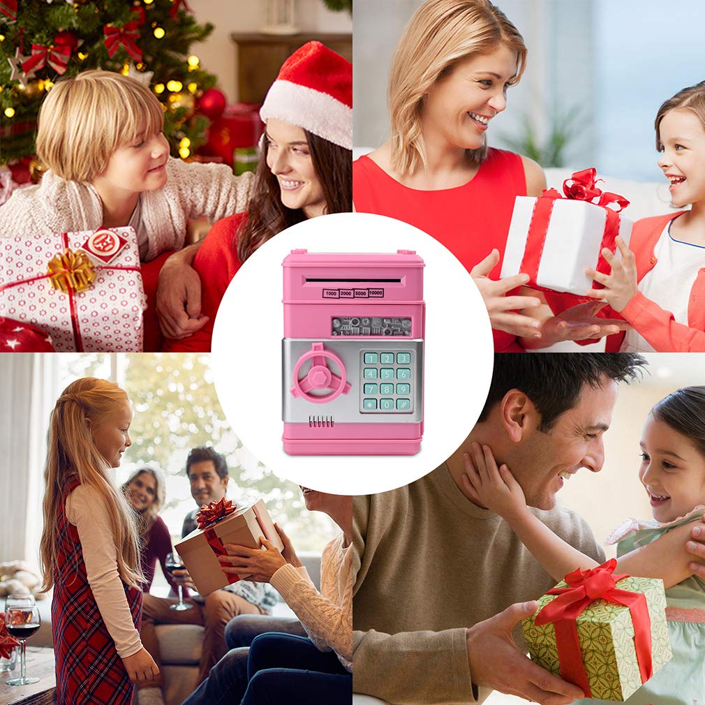 Setibre Piggy Bank – Electronic ATM Password Safe Saving Box for Girls (Pink)
