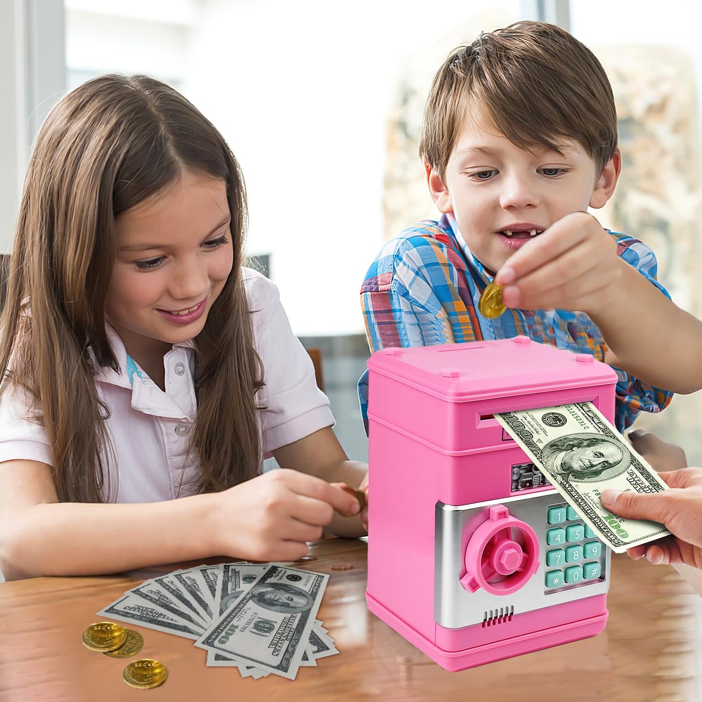 Setibre Piggy Bank – Electronic ATM Password Safe Saving Box for Girls (Pink)