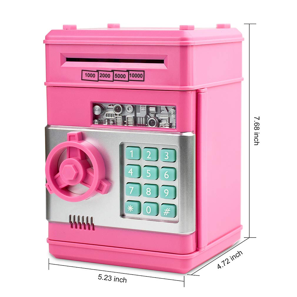 Setibre Piggy Bank – Electronic ATM Password Safe Saving Box for Girls (Pink)