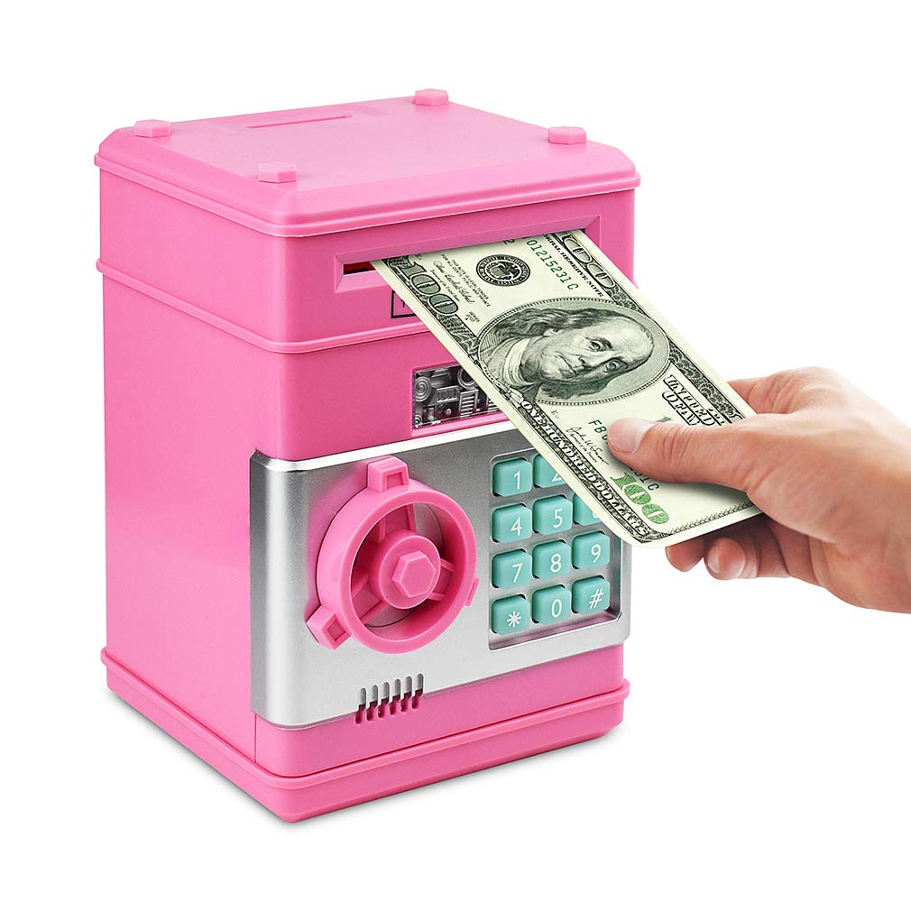 Setibre Piggy Bank – Electronic ATM Password Safe Saving Box for Girls (Pink)