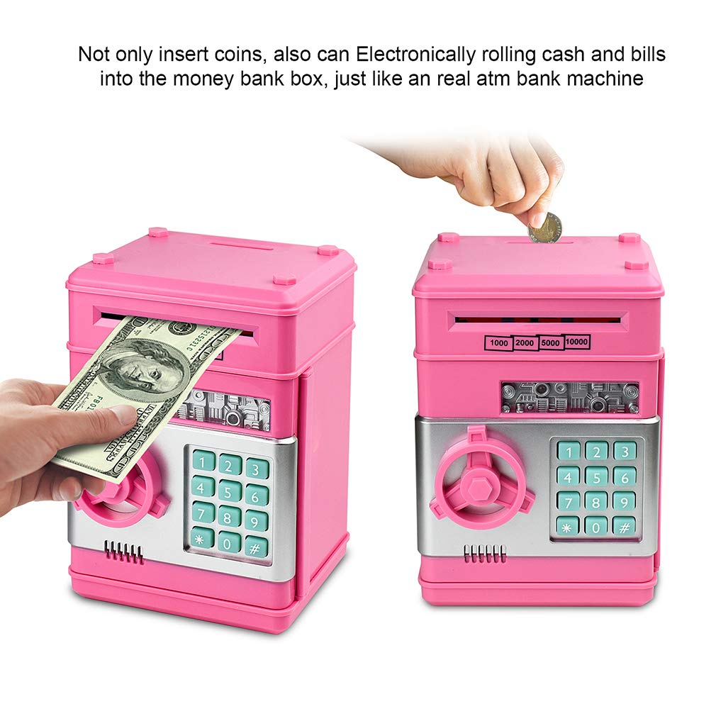Setibre Piggy Bank – Electronic ATM Password Safe Saving Box for Girls (Pink)