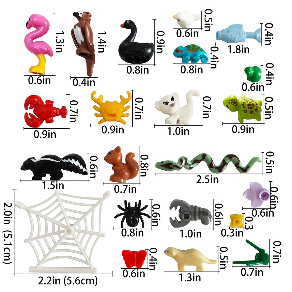 Sevabo Animals Figures Building Bricks Pack – Jungle Forest & City Zoo Mini Figures for Kids