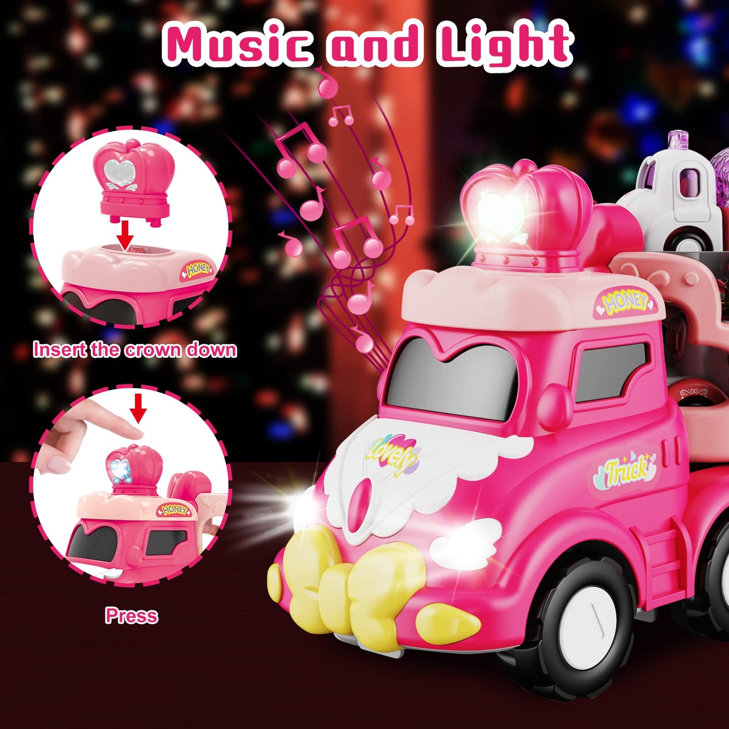 Seveclotree 9 in 1 Princess Carrier Truck Toy – Light & Sound Playset for Toddlers (Ages 1-4)