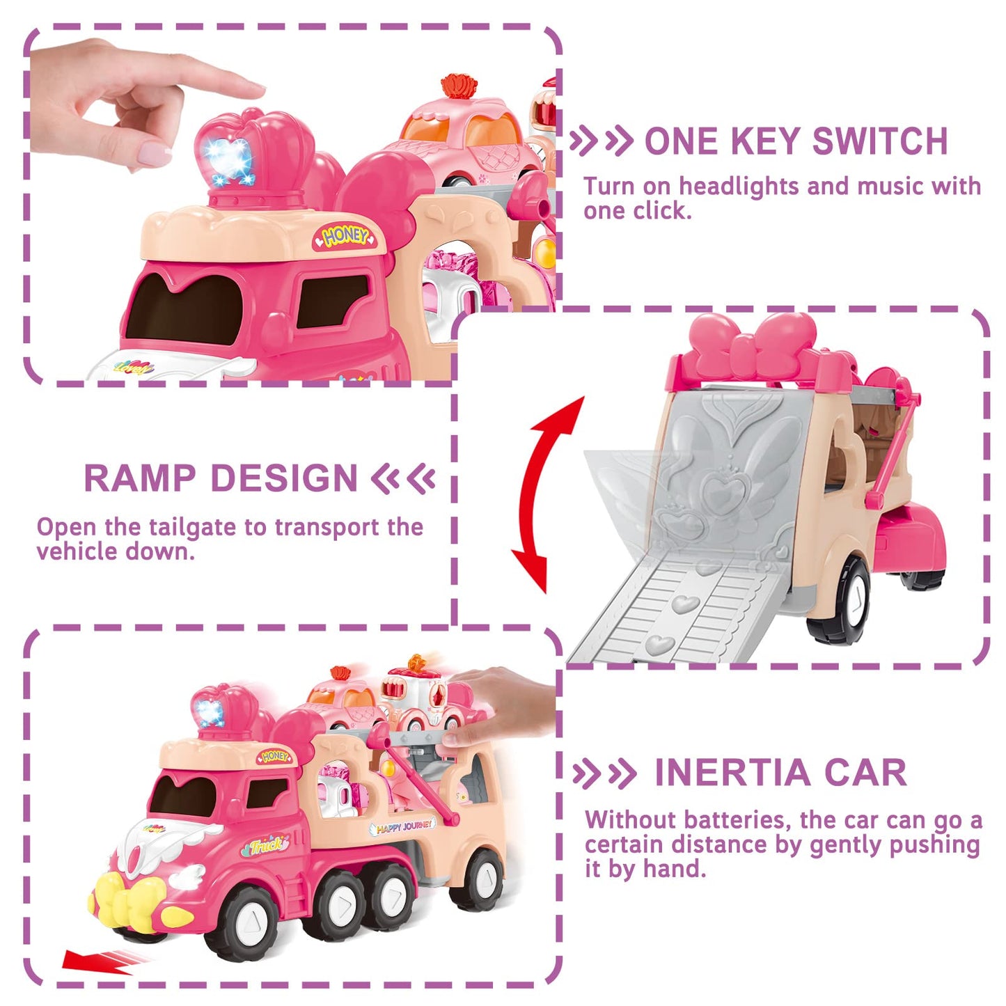 Seveclotree 9 in 1 Princess Carrier Truck Toy – Light & Sound Playset for Toddlers (Ages 1-4)