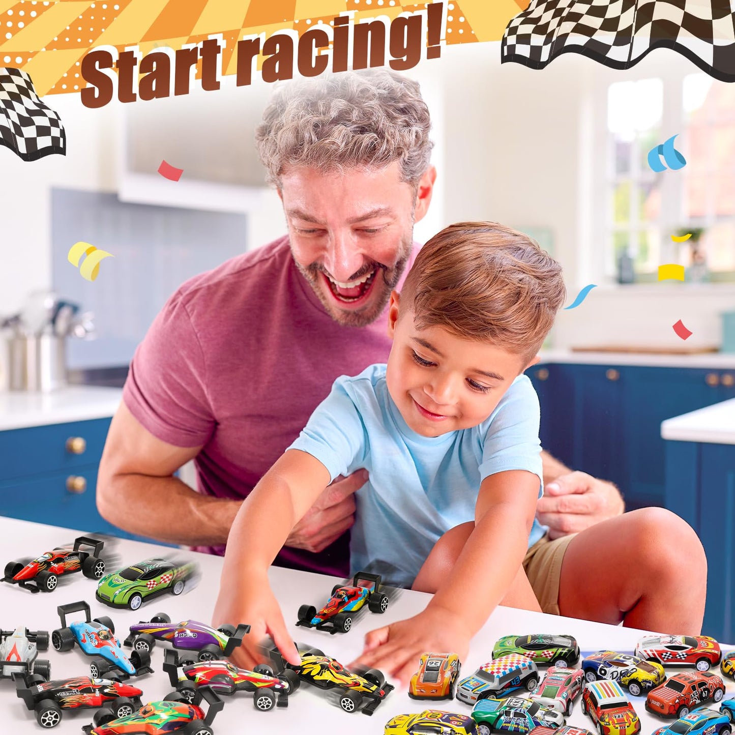 SevenQ Party Favors Toy Cars Set – 67 Pcs Pull-Back Cars with Storage Box