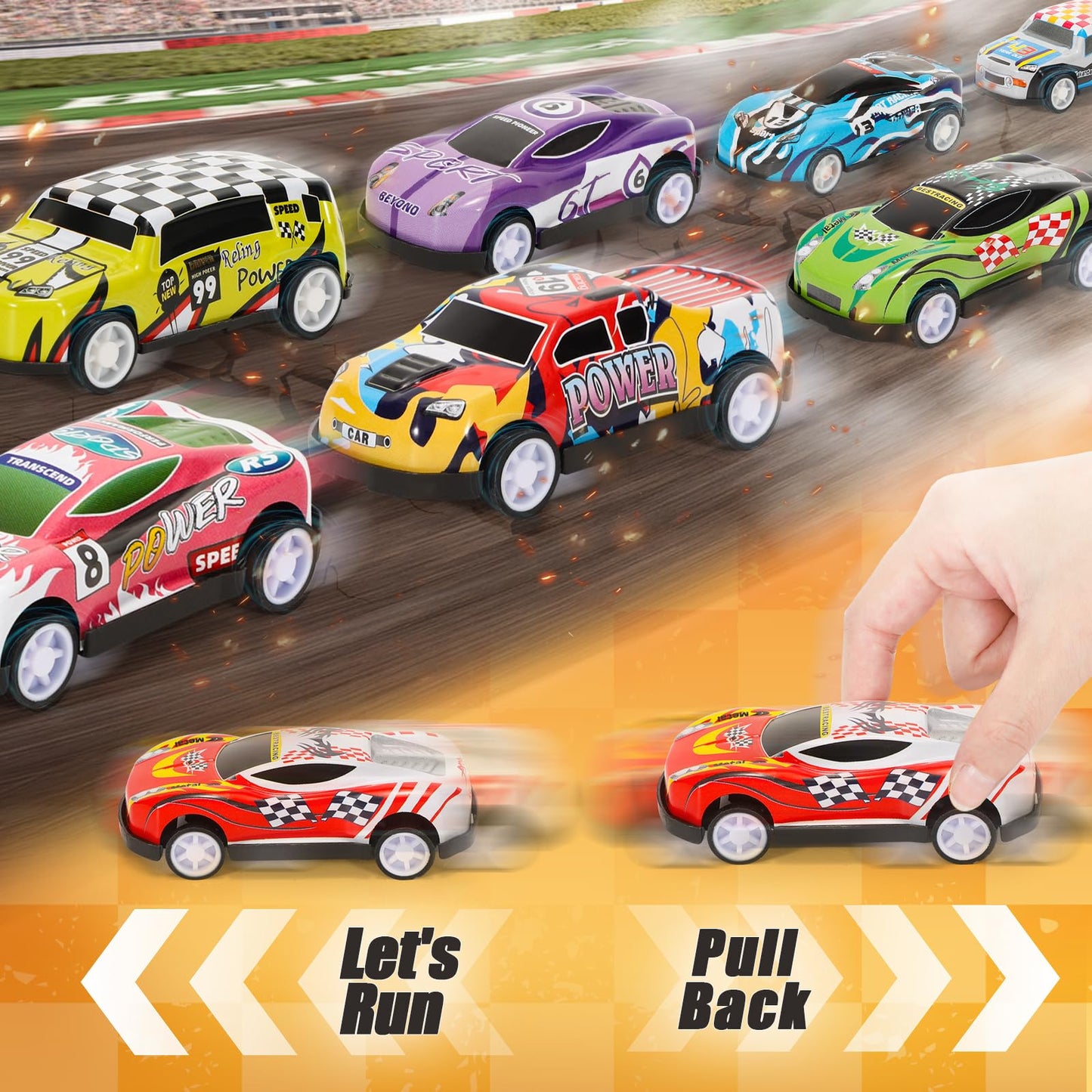 SevenQ Party Favors Toy Cars Set – 67 Pcs Pull-Back Cars with Storage Box