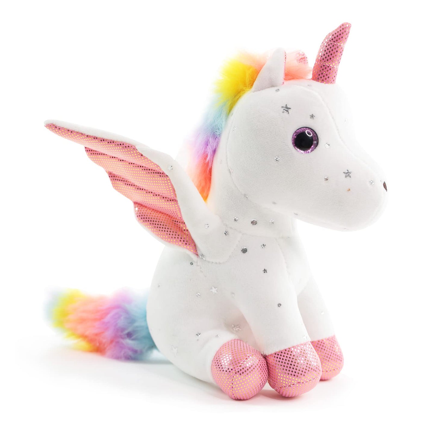 Sew Butiful 8-Inch Unicorn Stuffed Animal – Soft Plush Toy for Girls 3-8 (White)