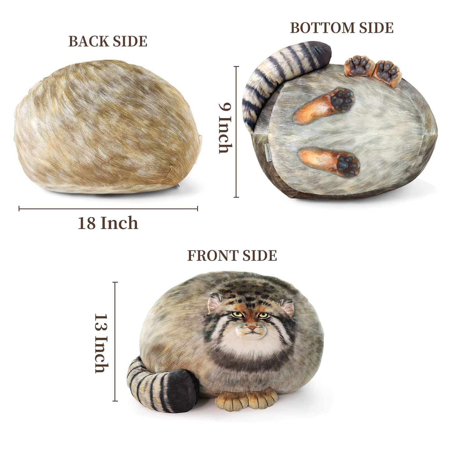 Sew Butiful Pallas Cat Plush – 18in Steppe Cat Stuffed Animal & Cozy Pillow