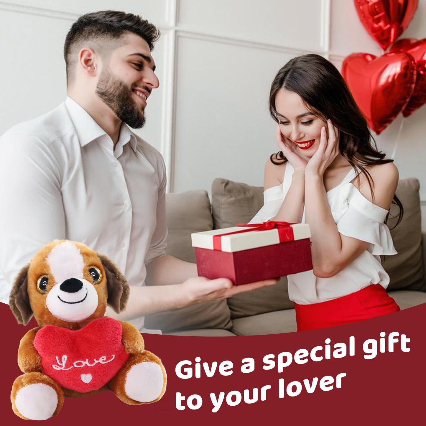 Sew Butiful Plush Puppies – Valentines Day Gift for Couples & Kids | Puppy Love Dog Stuffed Animal