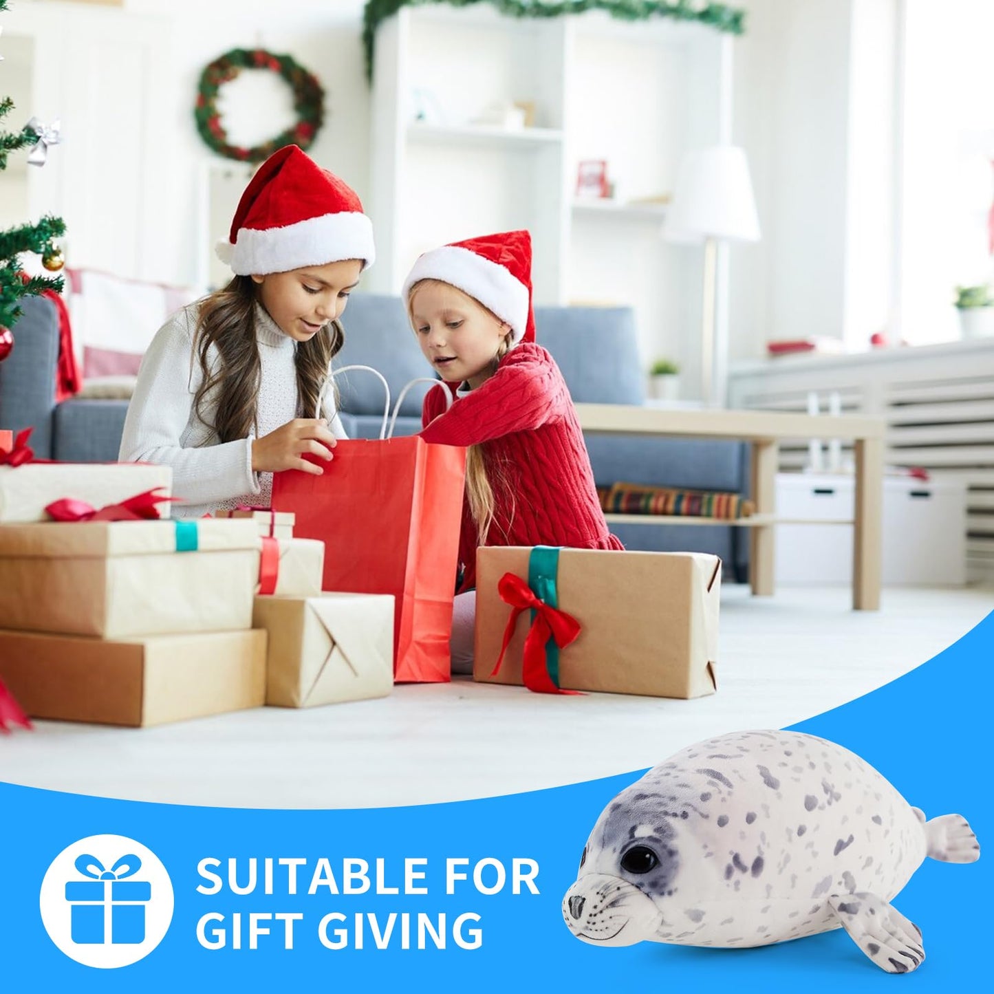 Sew Butiful Seal Stuffed Animal Toy – 20" Plush Pillow for Kids