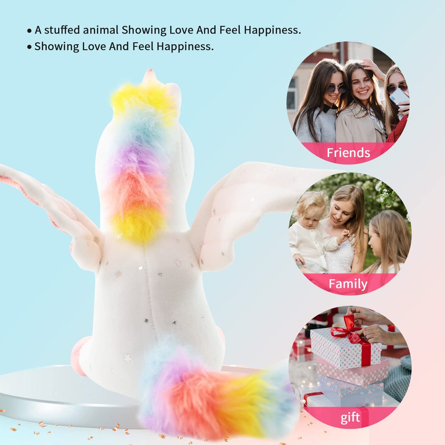 Sew Butiful 8-Inch Unicorn Stuffed Animal – Soft Plush Toy for Girls 3-8 (White)