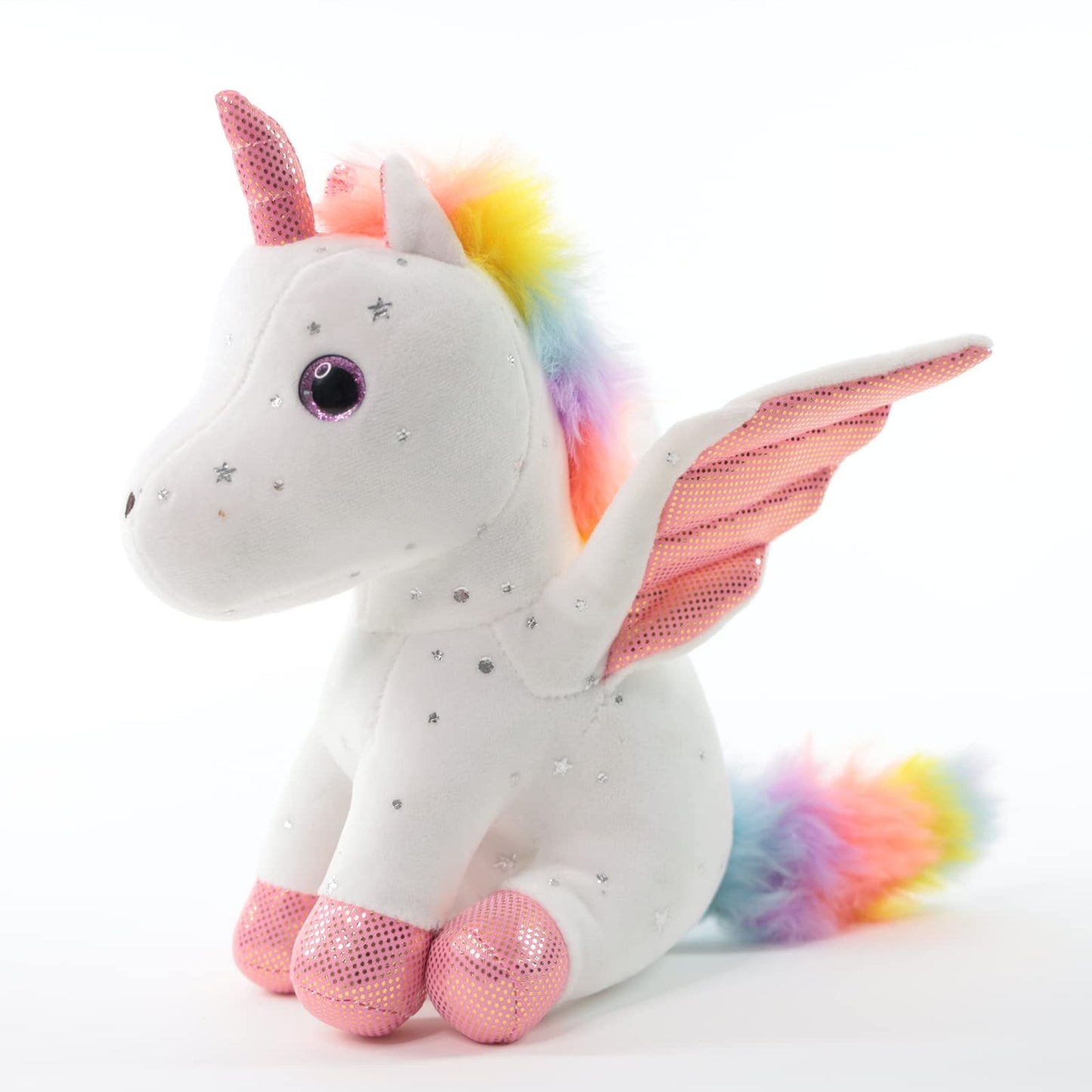 Sew Butiful 8-Inch Unicorn Stuffed Animal – Soft Plush Toy for Girls 3-8 (White)