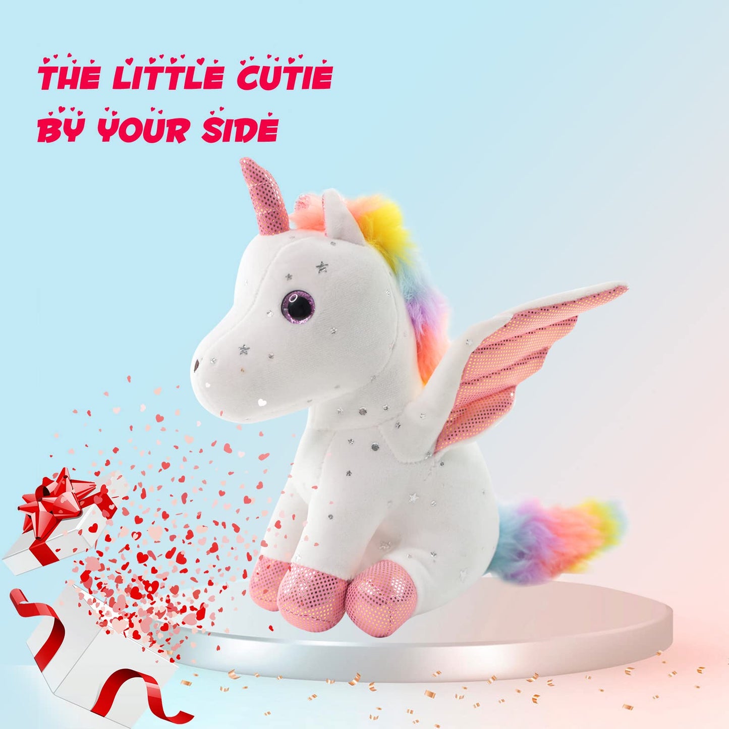 Sew Butiful 8-Inch Unicorn Stuffed Animal – Soft Plush Toy for Girls 3-8 (White)