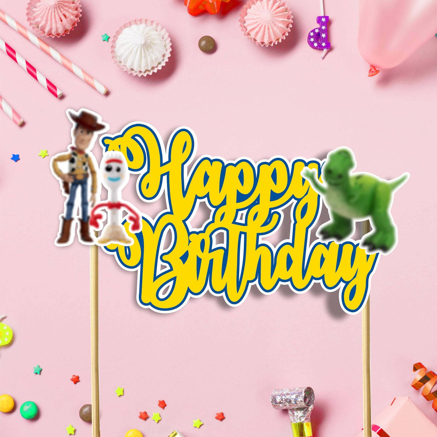 Toy Stry Happy Birthday Cake Topper – Cartoon Theme Party Décor by Seyal