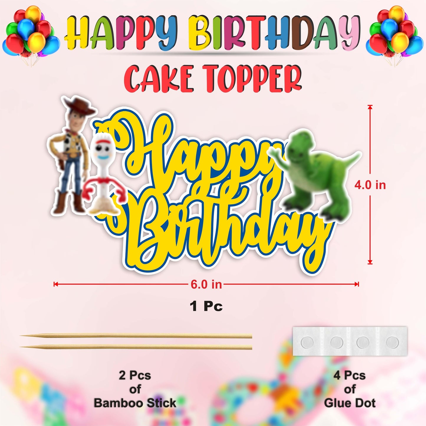Toy Stry Happy Birthday Cake Topper – Cartoon Theme Party Décor by Seyal