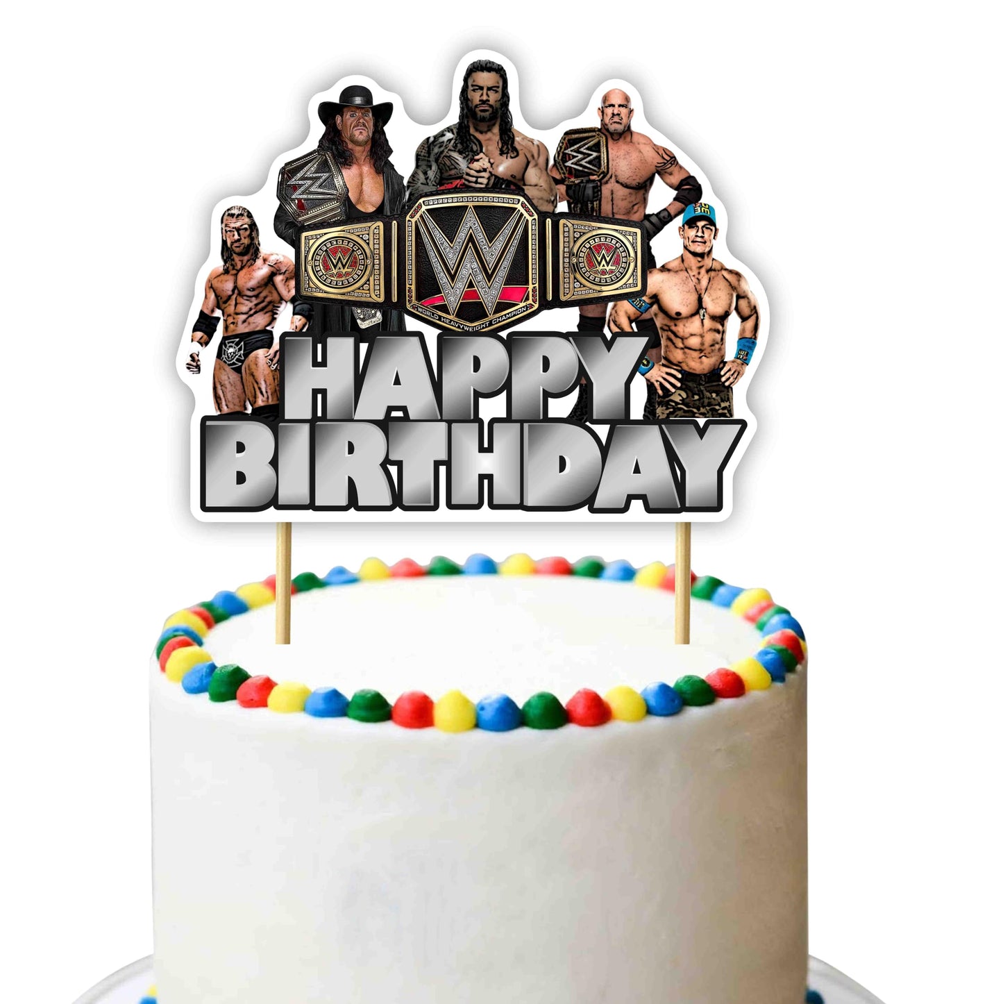 Seyal WWWE Happy Birthday Cake Topper – Wrestling Party Decor for Boys