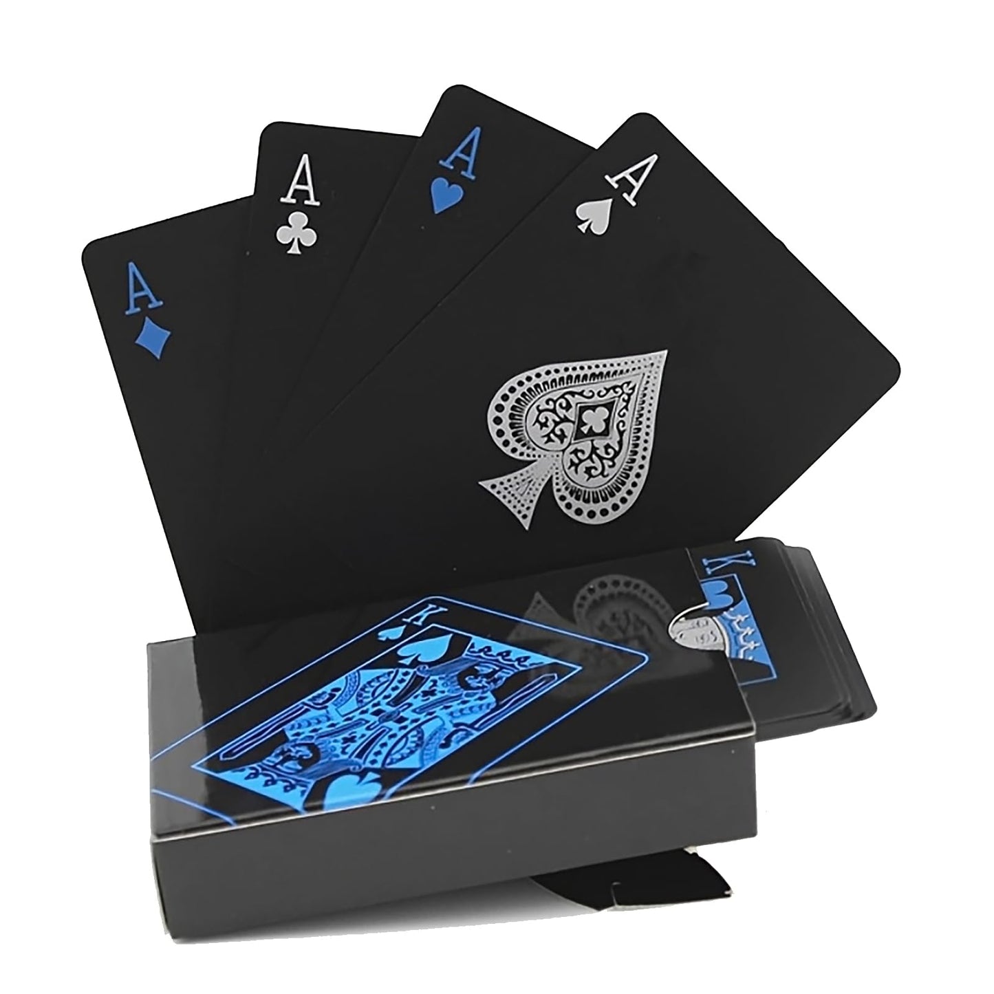 SFALCI Waterproof Poker Cards – 54-Card Deck (Blue x Silver), Durable PET/PVC
