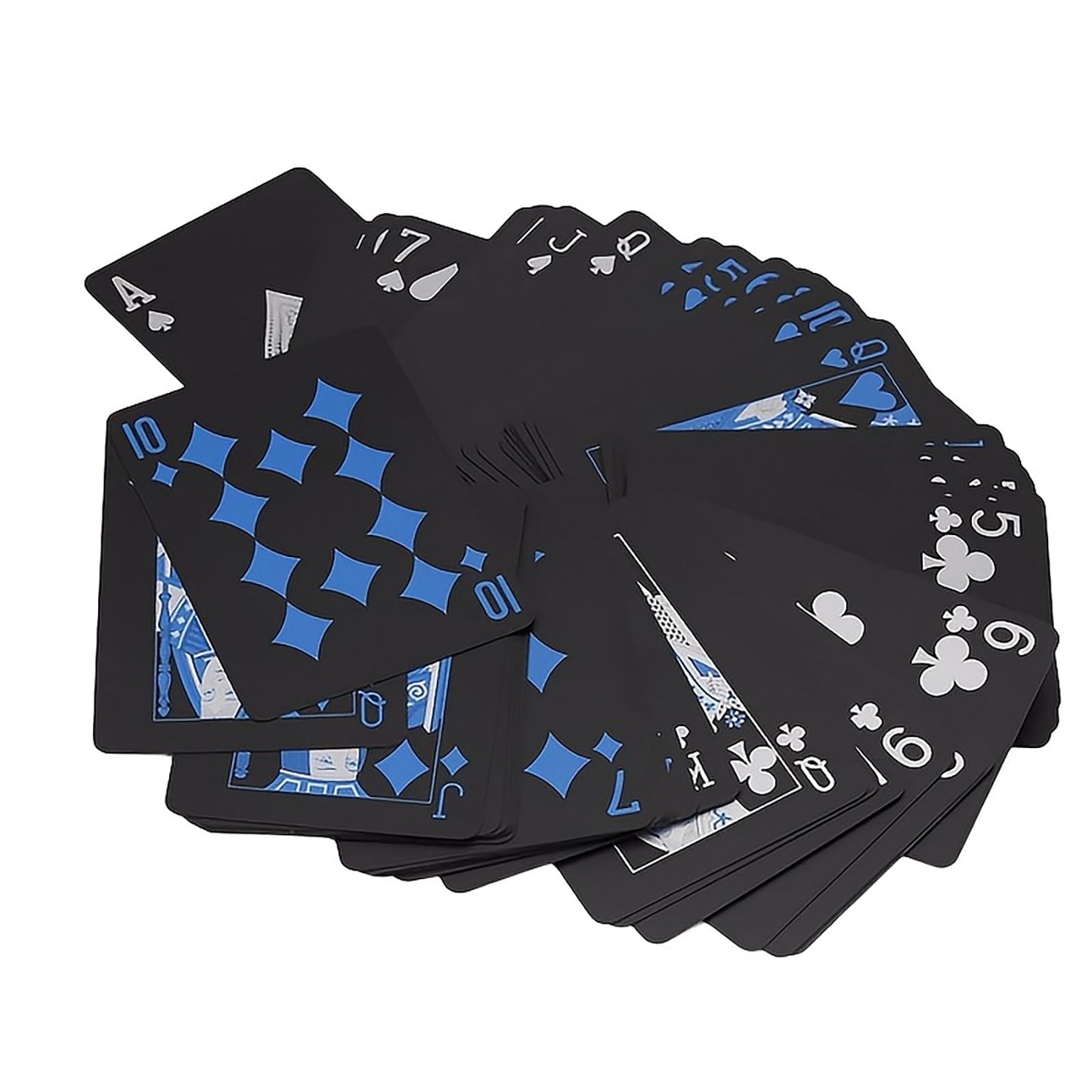 SFALCI Waterproof Poker Cards – 54-Card Deck (Blue x Silver), Durable PET/PVC