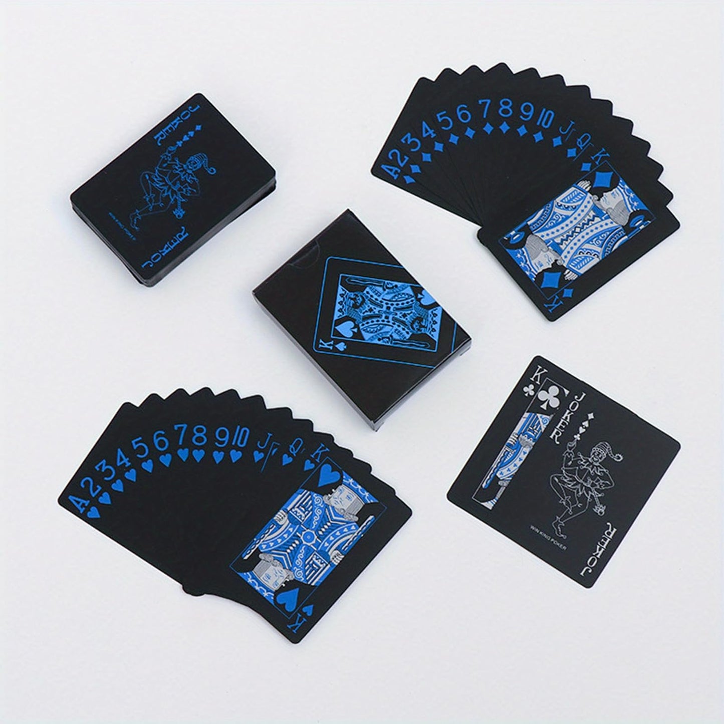 SFALCI Waterproof Poker Cards – 54-Card Deck (Blue x Silver), Durable PET/PVC