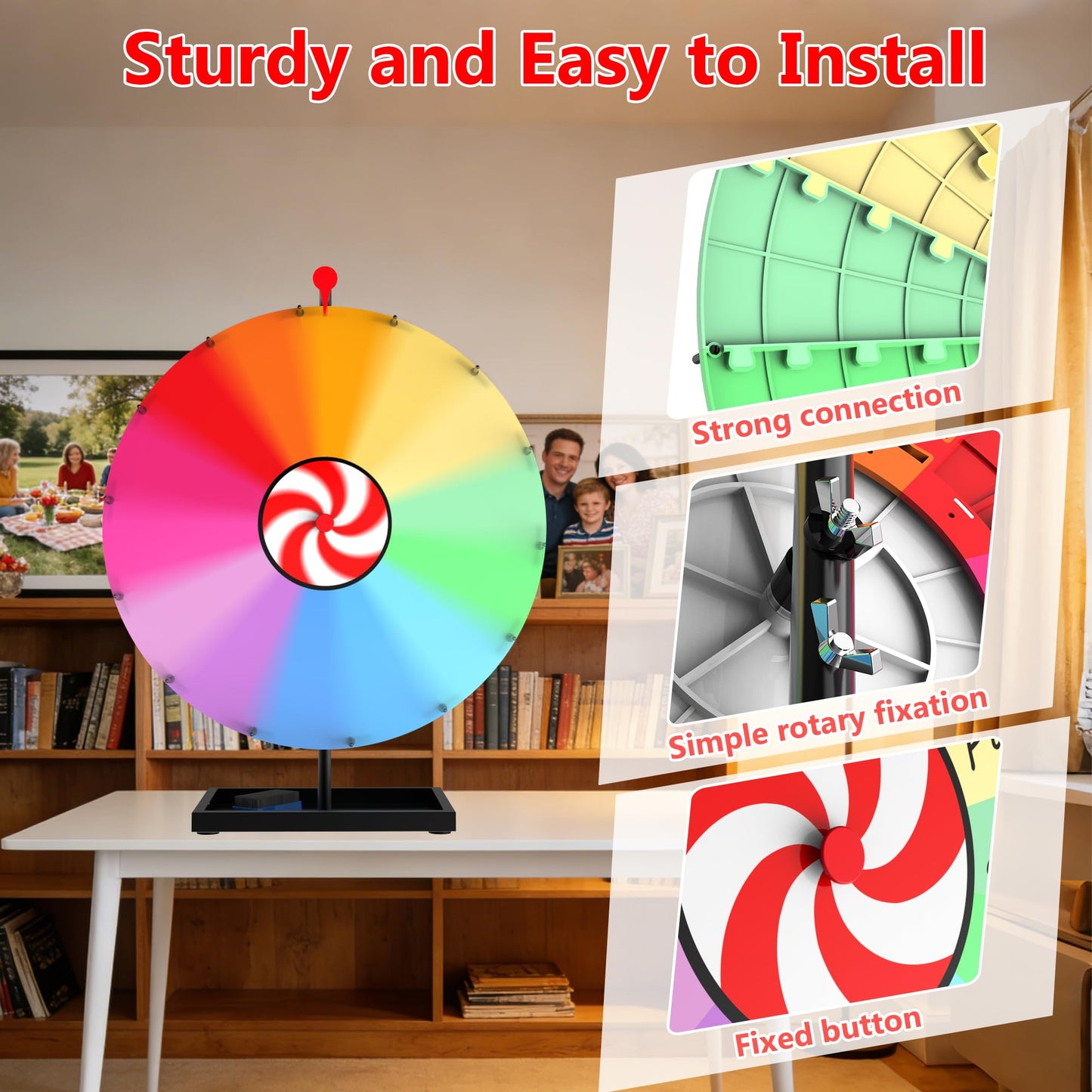 SFTPO 24-Inch Tabletop Prize Wheel – 14-Color Spin Doodle with Stand