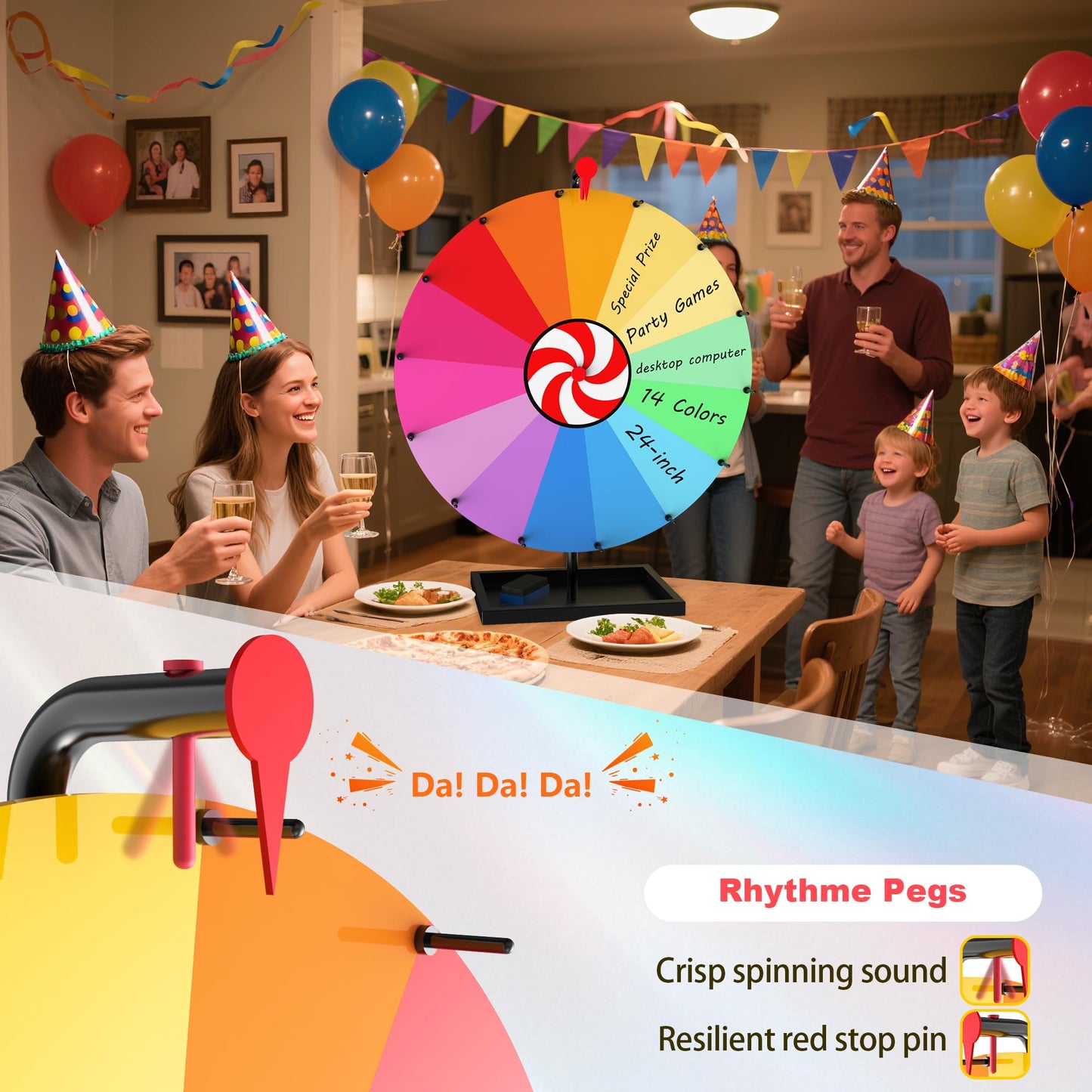 SFTPO 24-Inch Tabletop Prize Wheel – 14-Color Spin Doodle with Stand