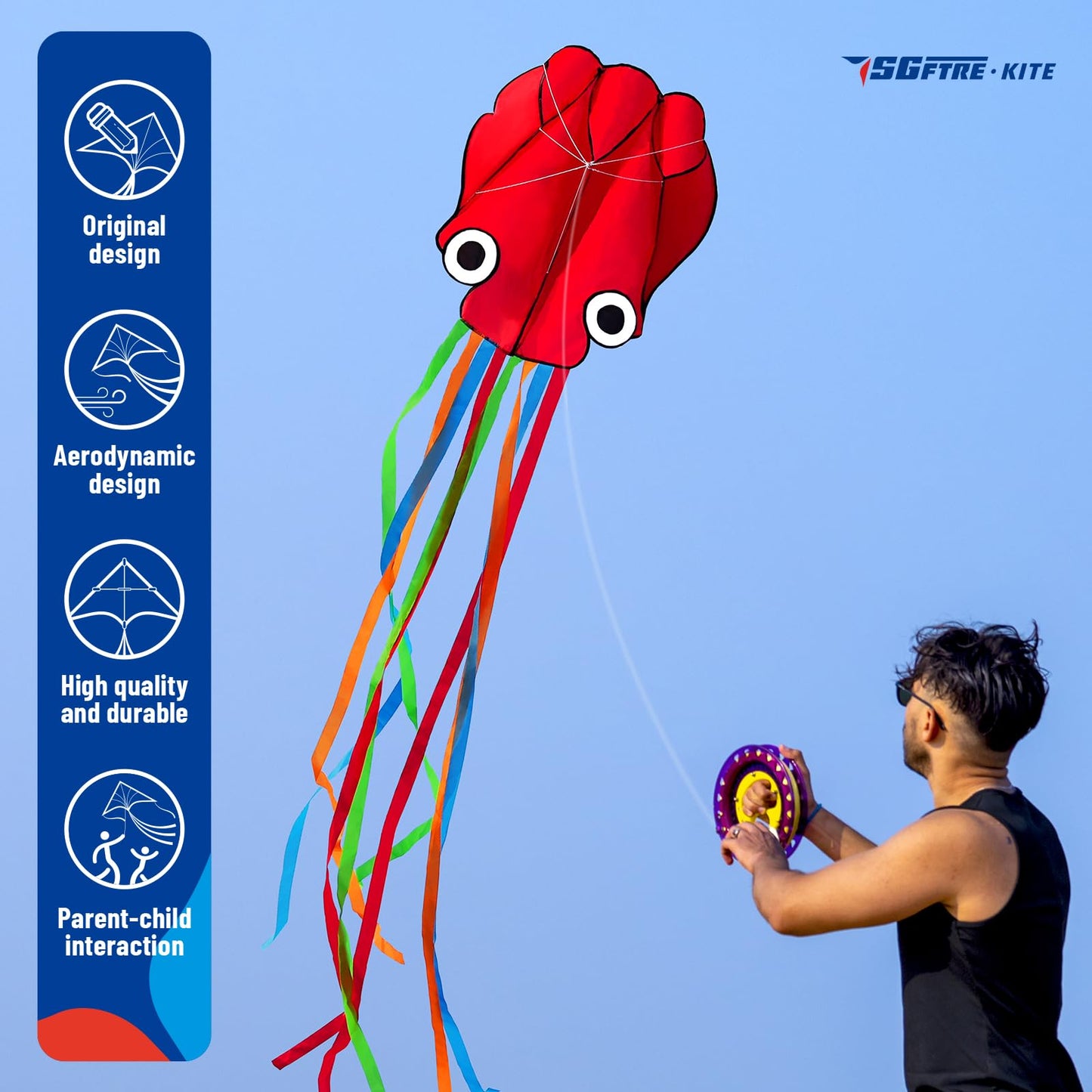 SGftre 3-Piece Delta Butterfly & Octopus Kite Set – Easy to Fly for Kids & Adults