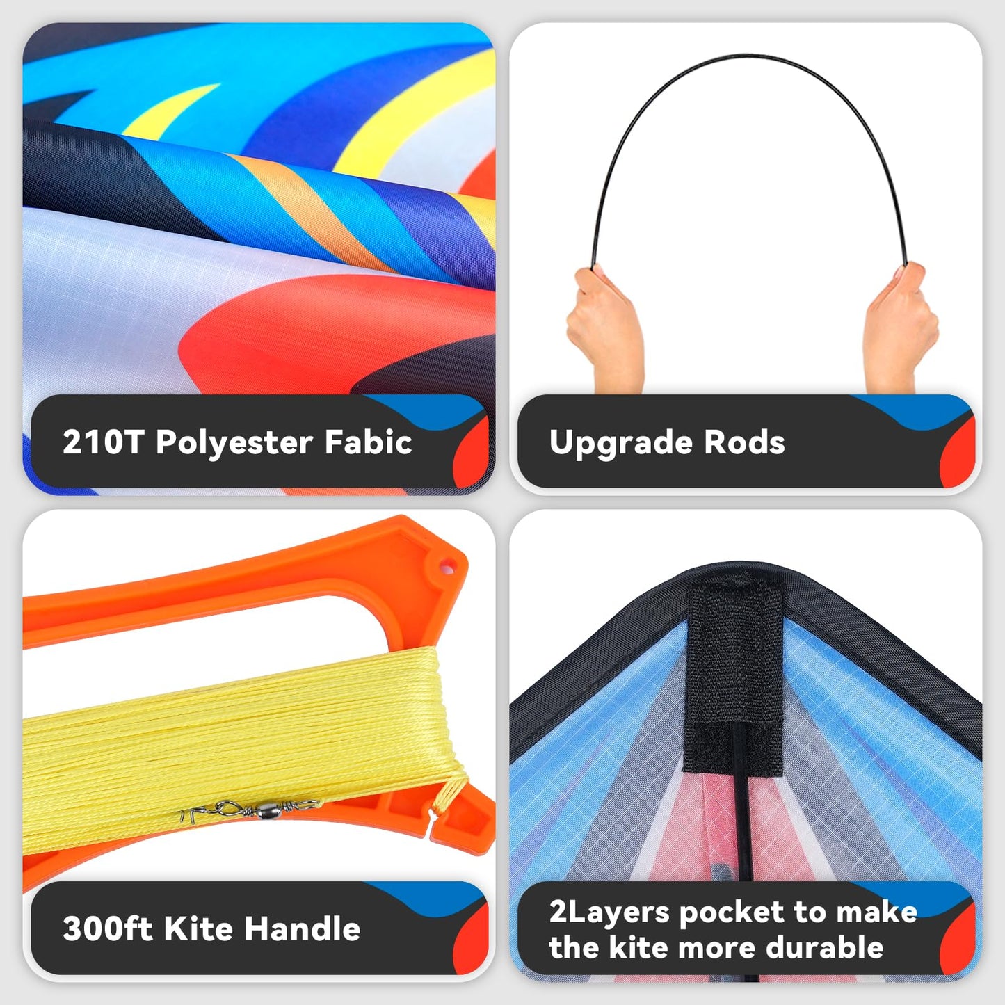 SGftre Blue Large Delta Kite - Easy to Fly, 328ft String, Family Outdoor Toy