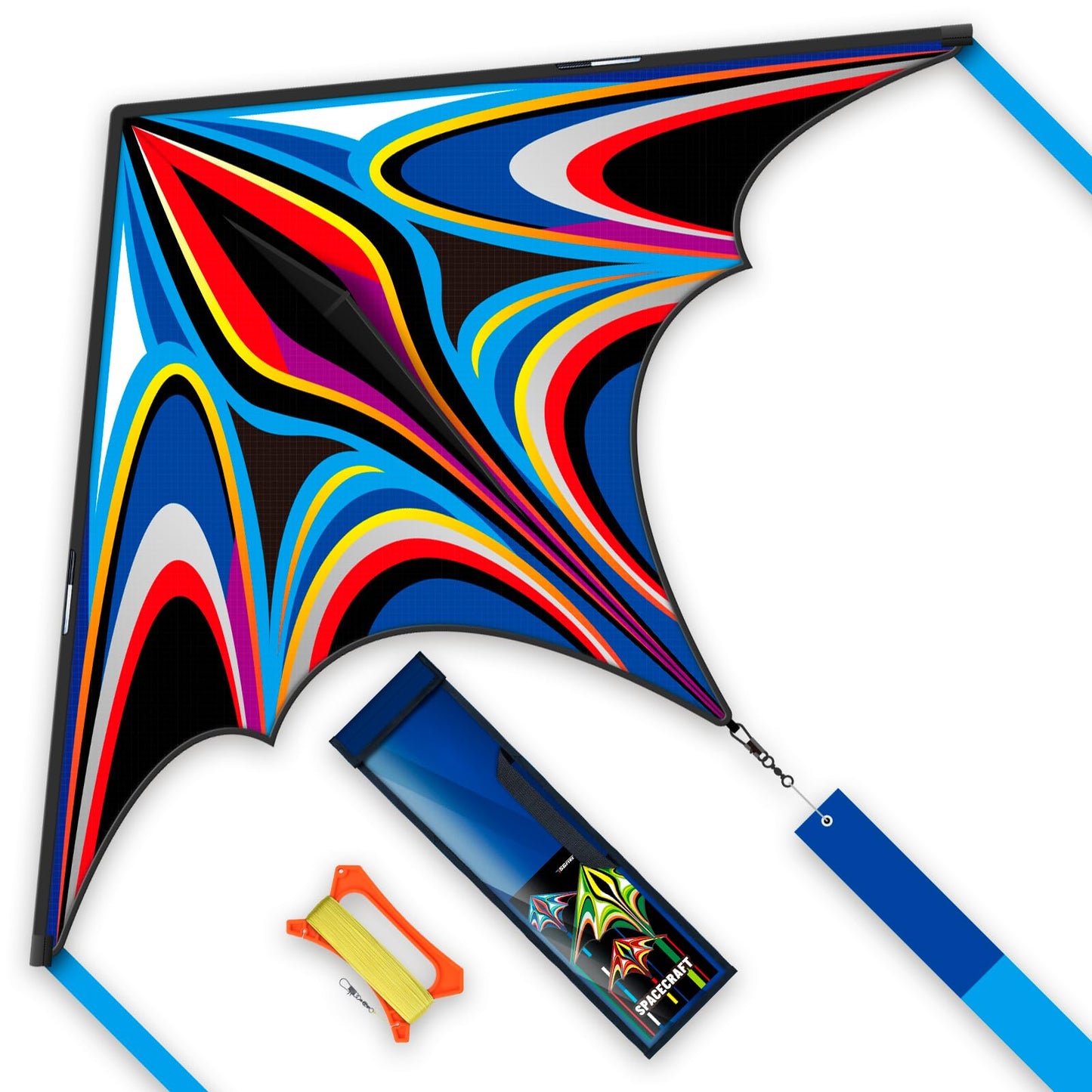 SGftre Blue Large Delta Kite - Easy to Fly, 328ft String, Family Outdoor Toy