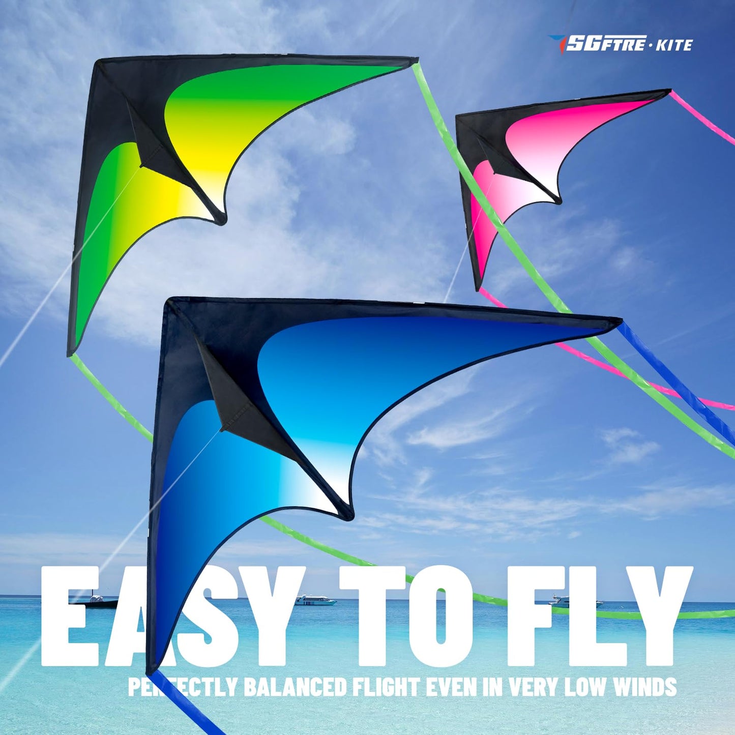 SGftre Delta Kite Three Set – Easy-to-Fly Family Delta Kites for All Ages