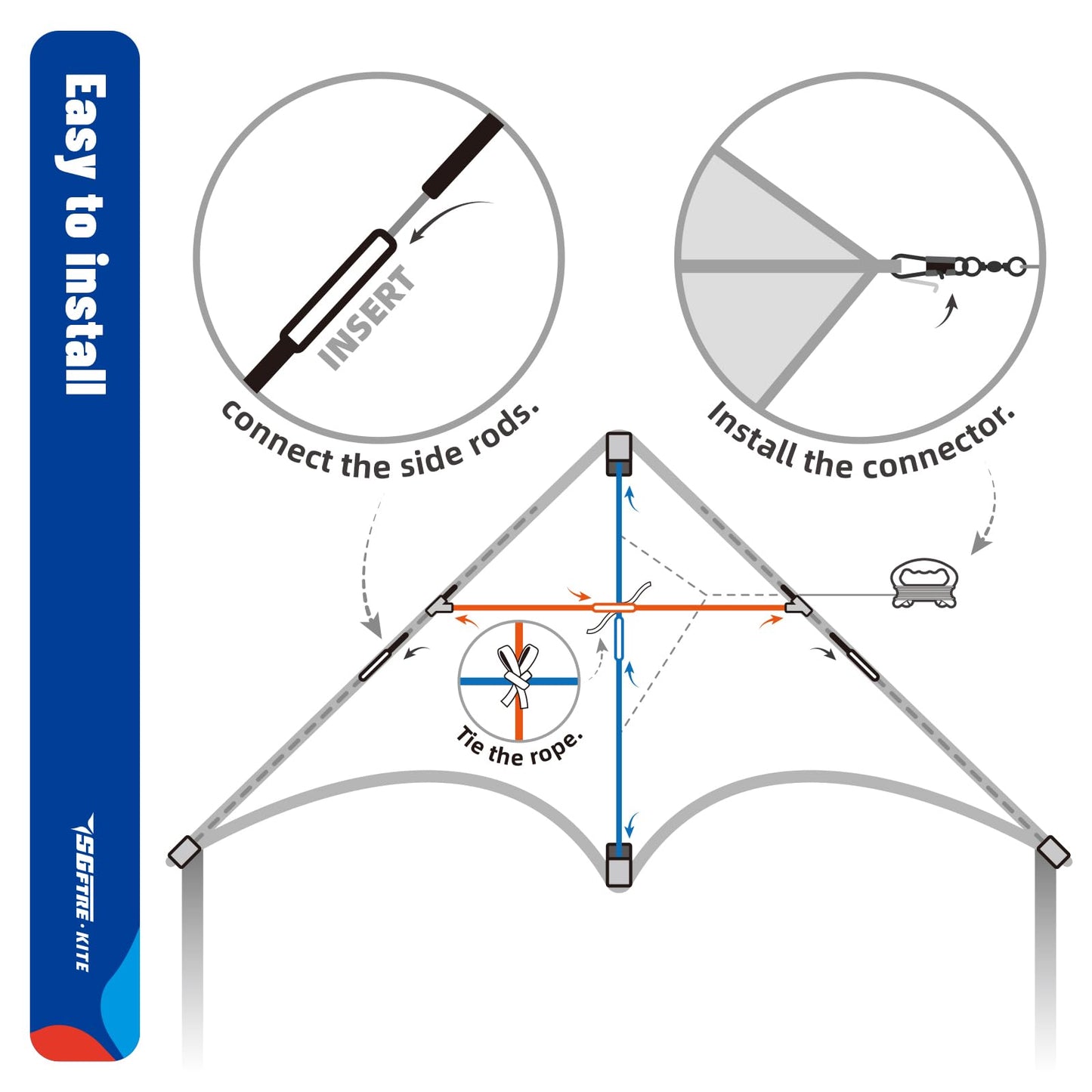 SGftre Delta Kite Three Set – Easy-to-Fly Family Delta Kites for All Ages