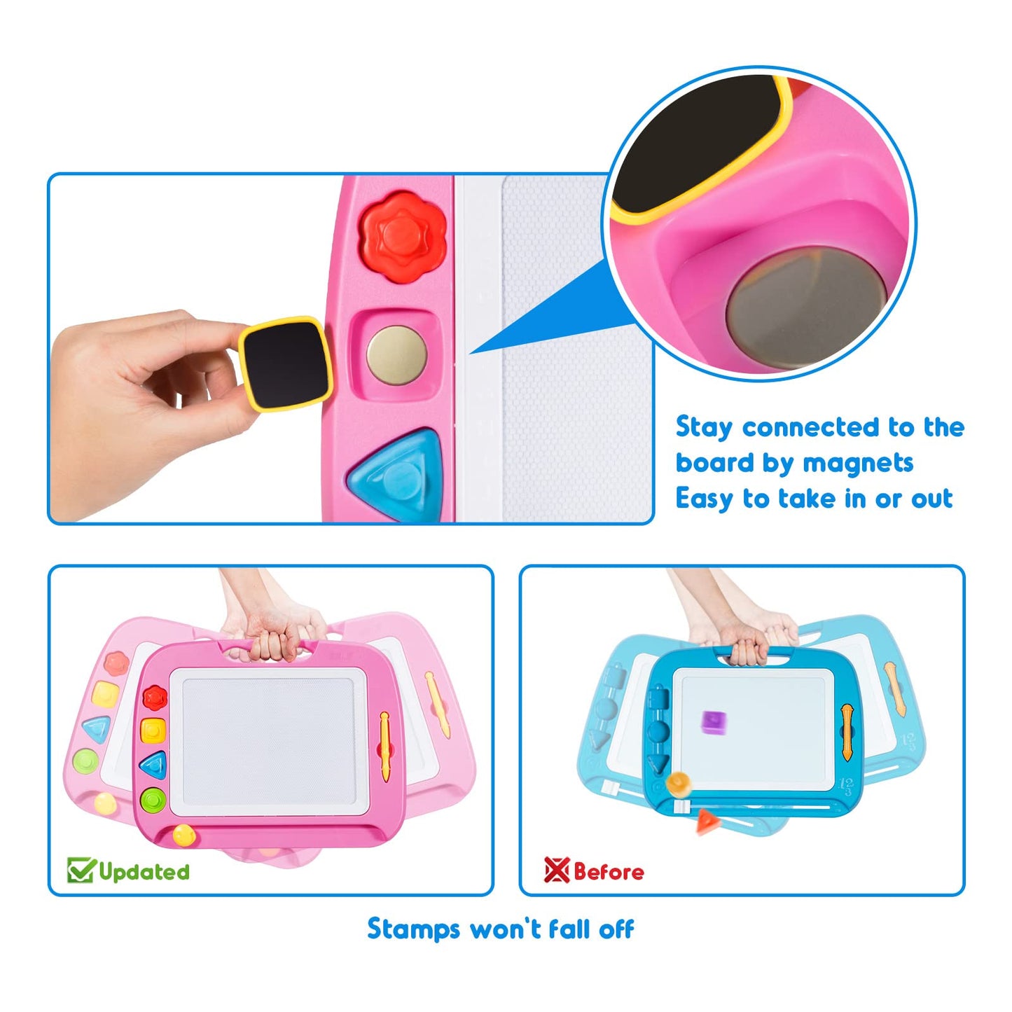 SGILE Large Magnetic Drawing Board for Kids – 16 x 13 in Pink
