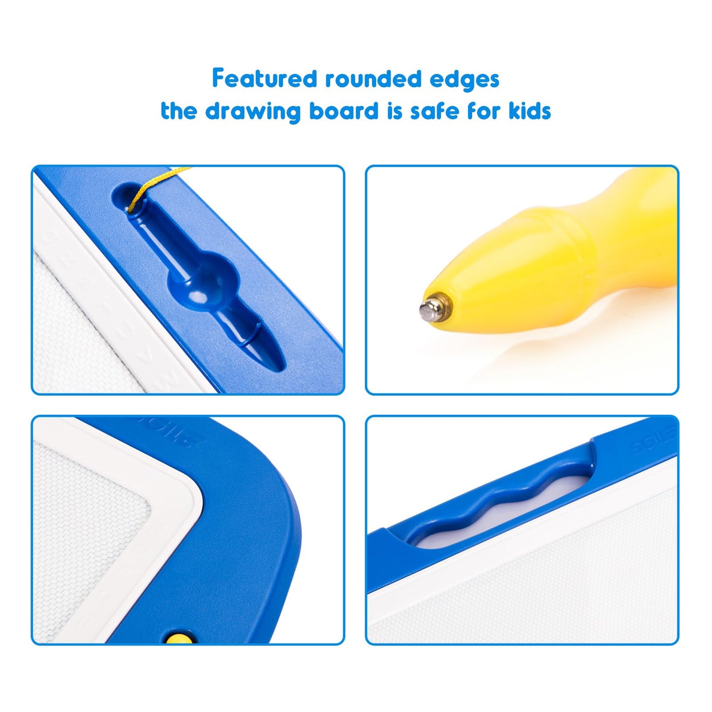 SGILE Large Magnetic Drawing Board for Kids – 16x13 in, Blue, Educational Toy
