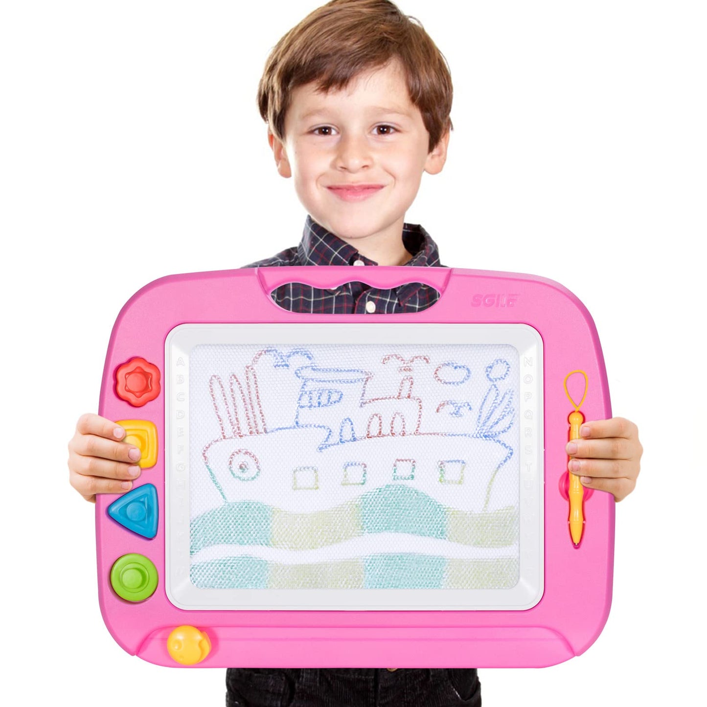 SGILE Large Magnetic Drawing Board for Kids – 16 x 13 in Pink