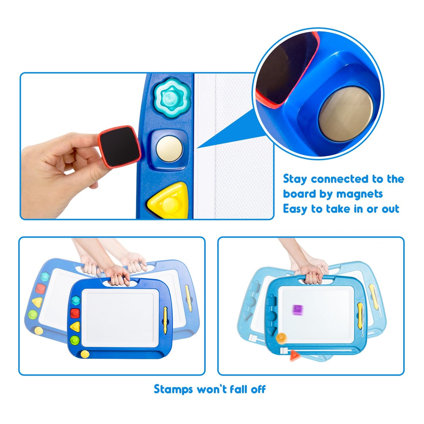 SGILE Large Magnetic Drawing Board for Kids – 16x13 in, Blue, Educational Toy