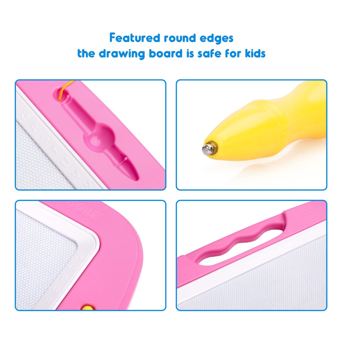 SGILE Large Magnetic Drawing Board for Kids – 16 x 13 in Pink