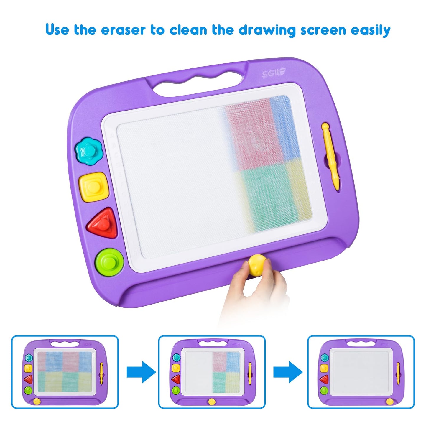 SGILE Large Magnetic Drawing Board for Kids – 16x13 in (Purple)