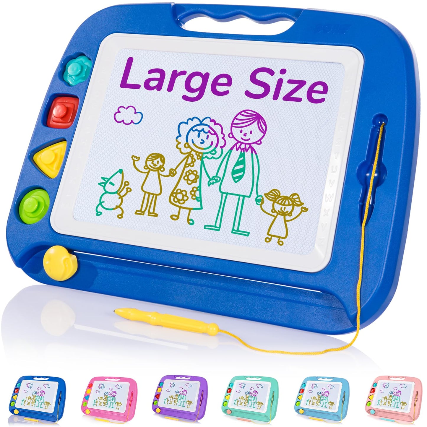 SGILE Large Magnetic Drawing Board for Kids – 16x13 in, Blue, Educational Toy