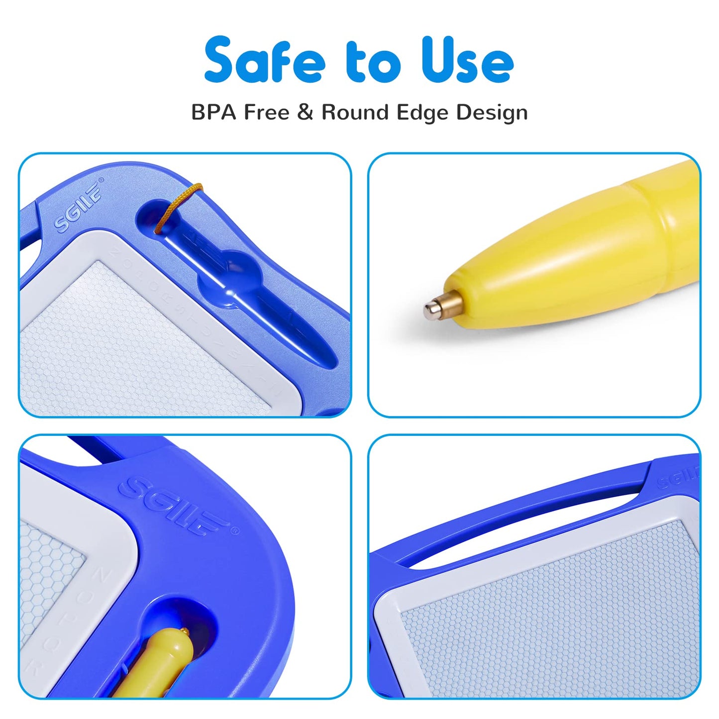 SGILE Magnetic Drawing Board for Kids — 4 Color Zones & 4 Stamps, Portable 9.8 x 7.1 in
