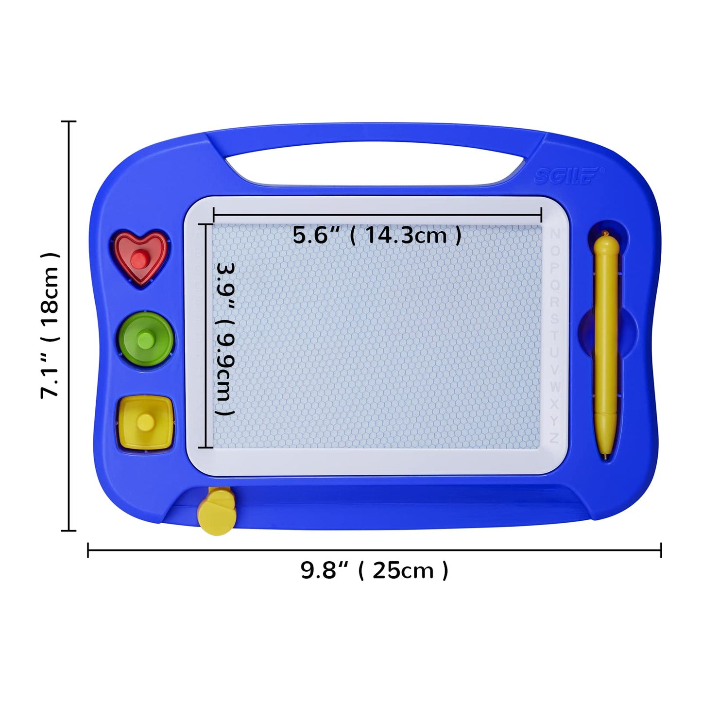 SGILE Magnetic Drawing Board for Kids — 4 Color Zones & 4 Stamps, Portable 9.8 x 7.1 in