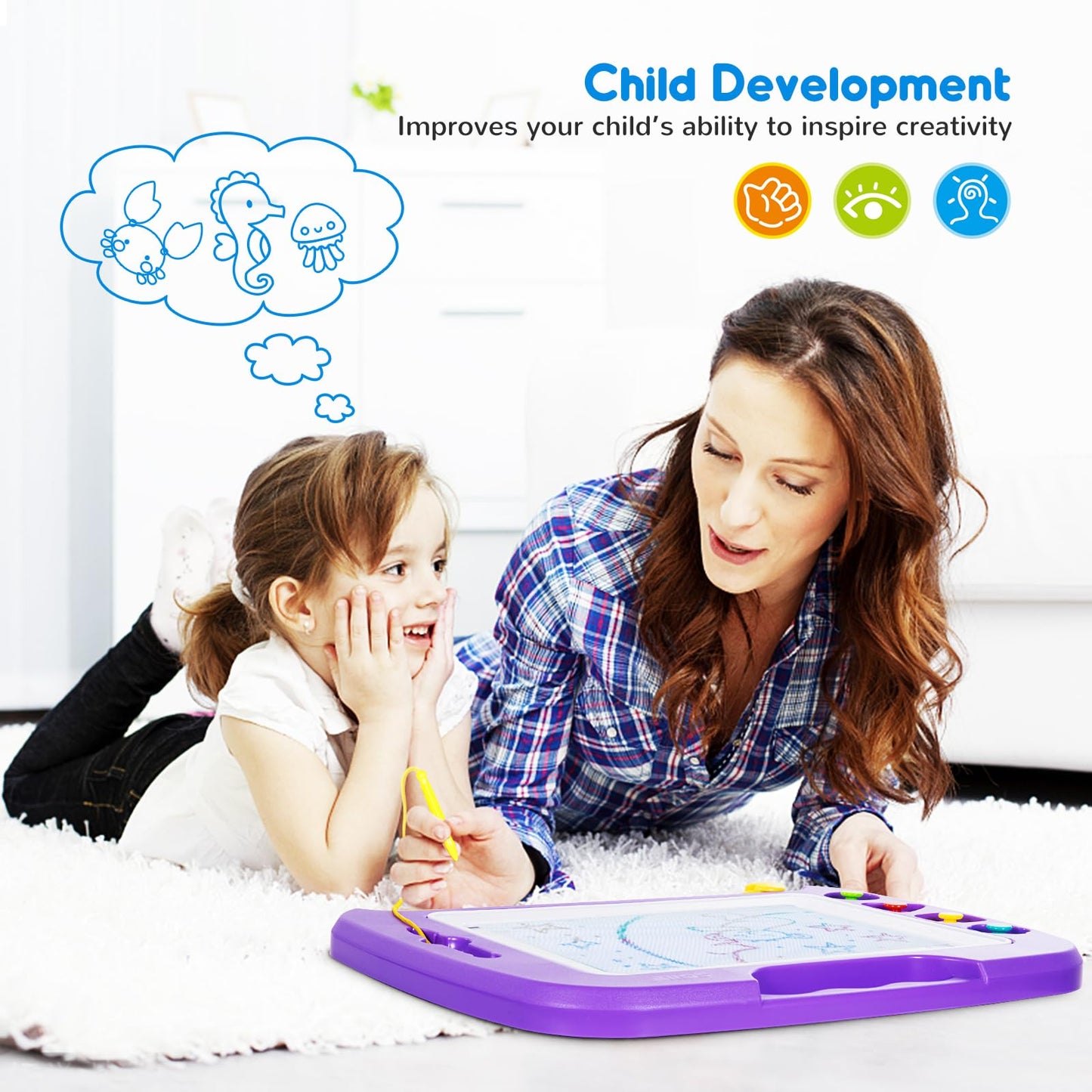 SGILE Large Magnetic Drawing Board for Kids – 16x13 in (Purple)