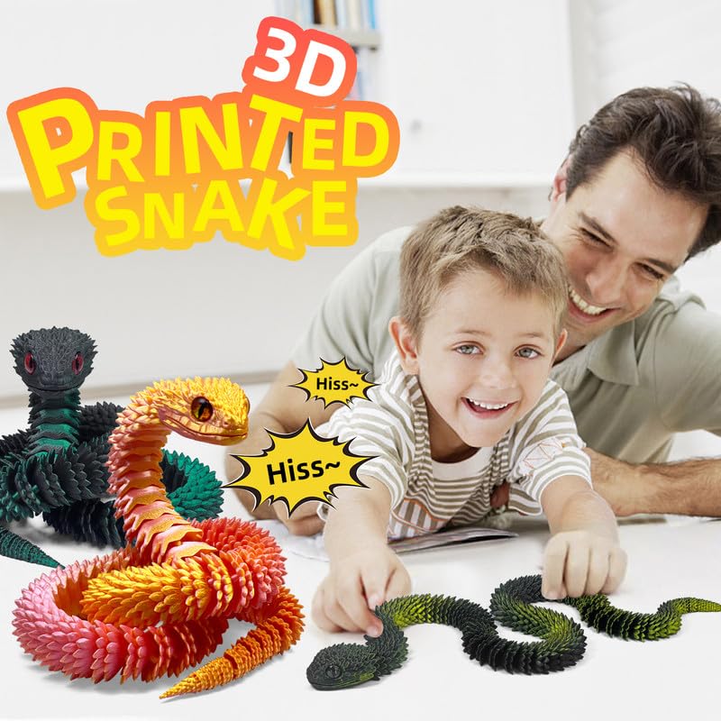 SGYYSG 21-Inch Movable Articulated 3D Printed Snake | Rainbow Educational Toy, Desk Decor & Collectible