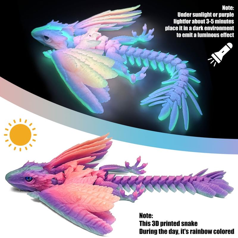 SGYYSG Feathered Wyvern Dragon - 3D Printed Articulated Dragon with Wings | Desktop Pet & Collectible