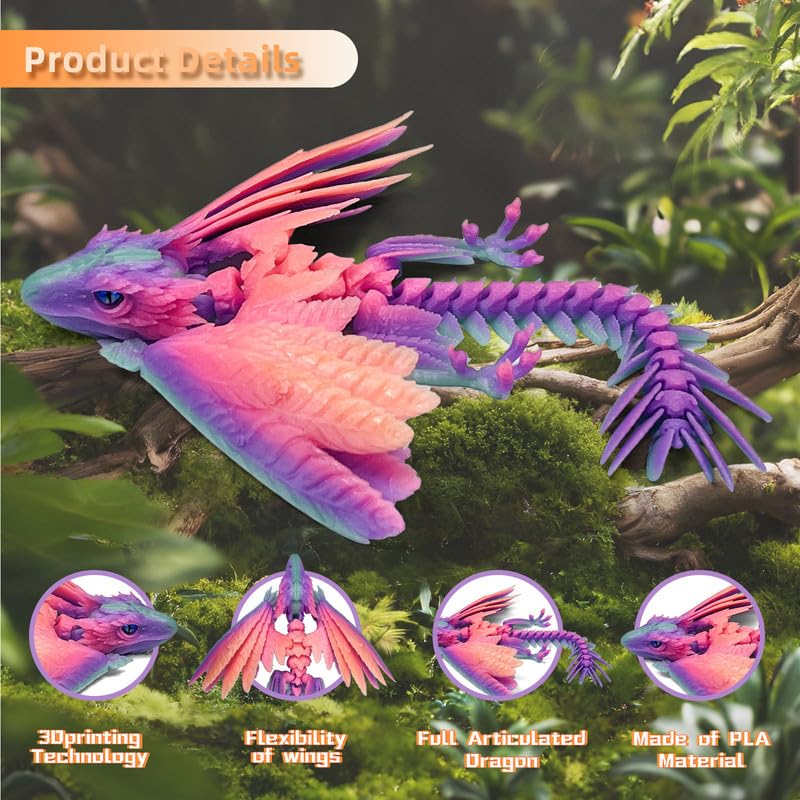 SGYYSG Feathered Wyvern Dragon - 3D Printed Articulated Dragon with Wings | Desktop Pet & Collectible