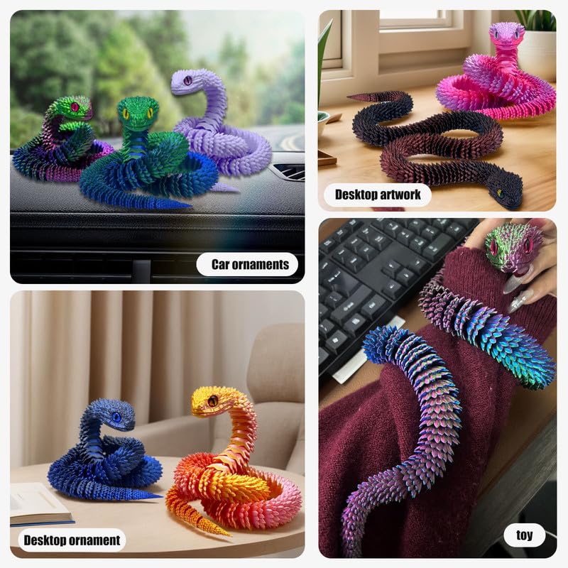 SGYYSG 21-Inch Movable Articulated 3D Printed Snake | Rainbow Educational Toy, Desk Decor & Collectible