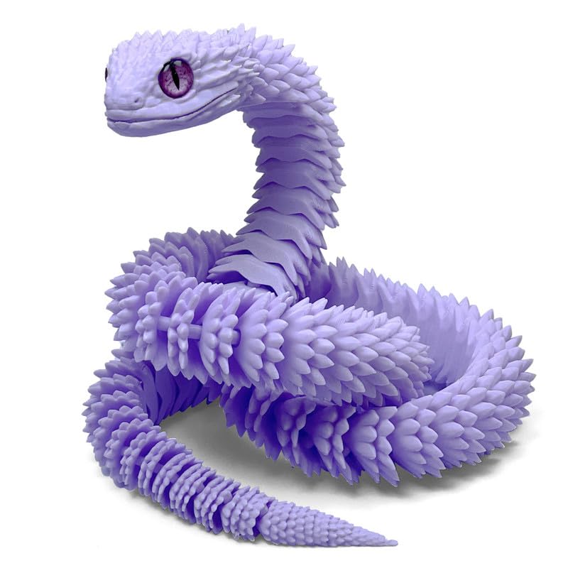 SGYYSG 3D Printed Snake - 24-Inch Movable Articulated Animal for Education and Decor (Purple)