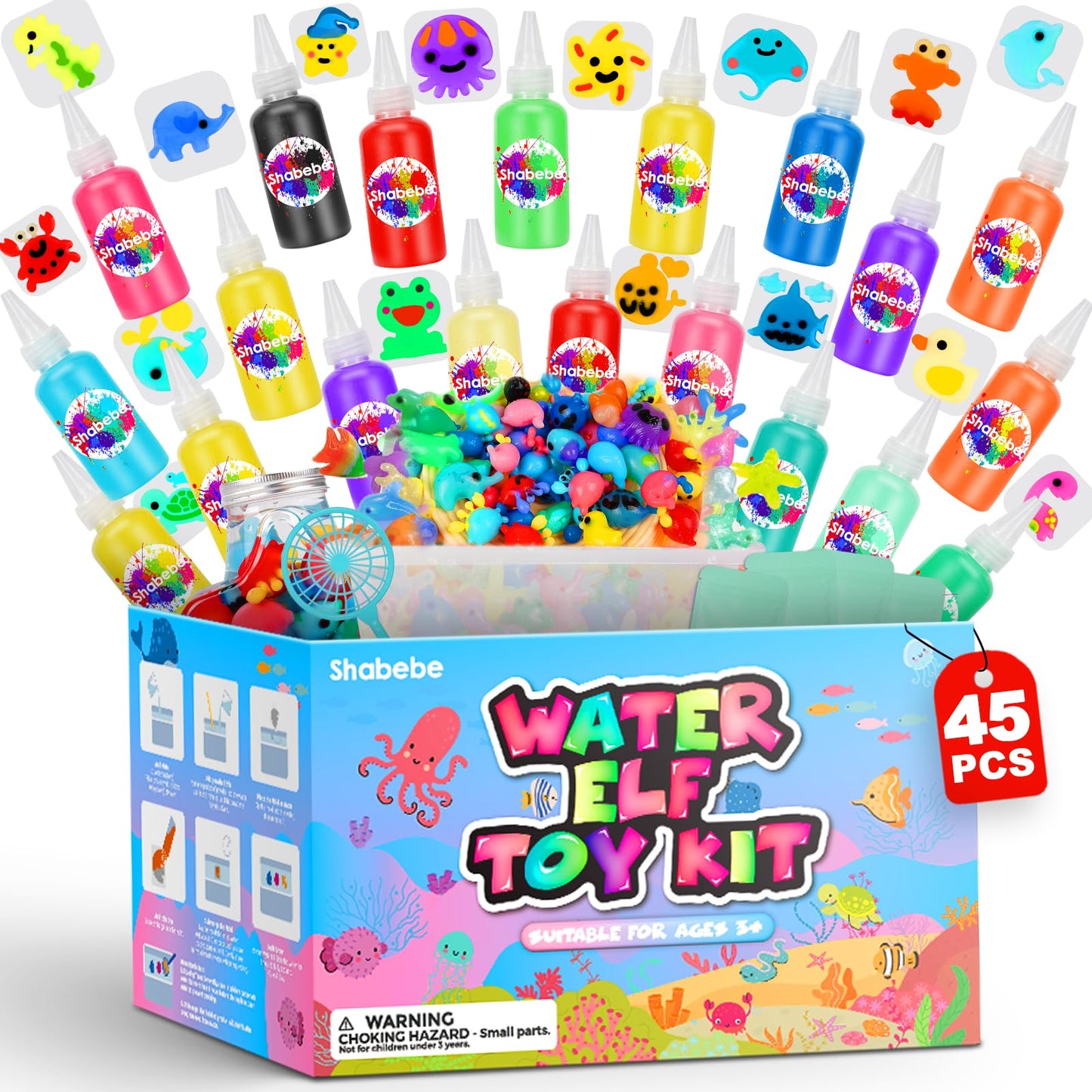 Shabebe Magic Water Elf Kit – 20 Gels, 18 Molds, Glow & Create
